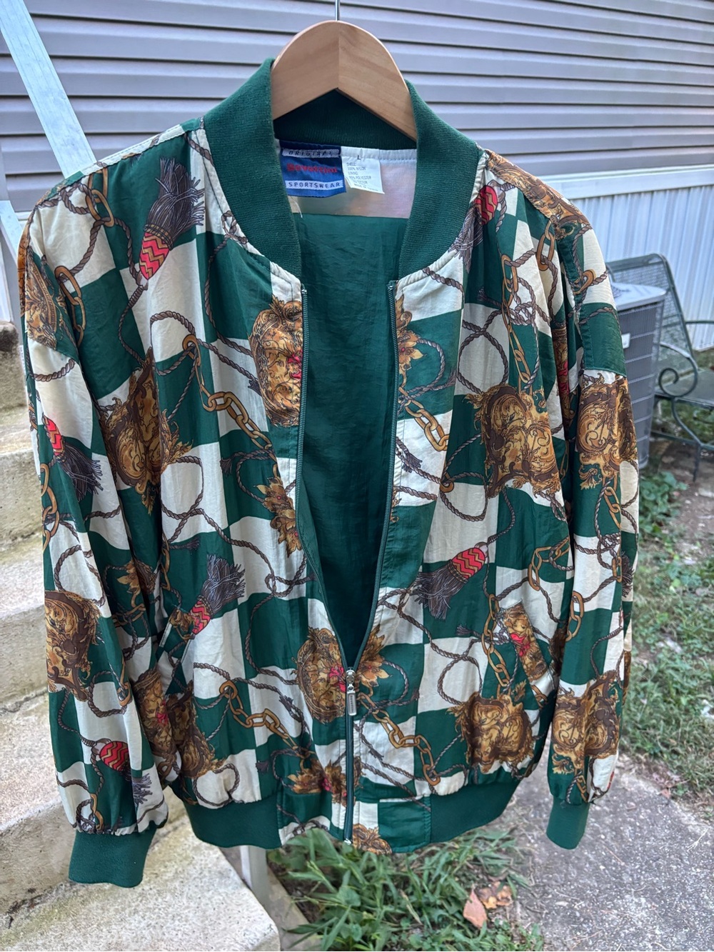 Vintage Bovattini Nylon Tracksuit Set L 90s Baroque Equestrian Windbreaker Green